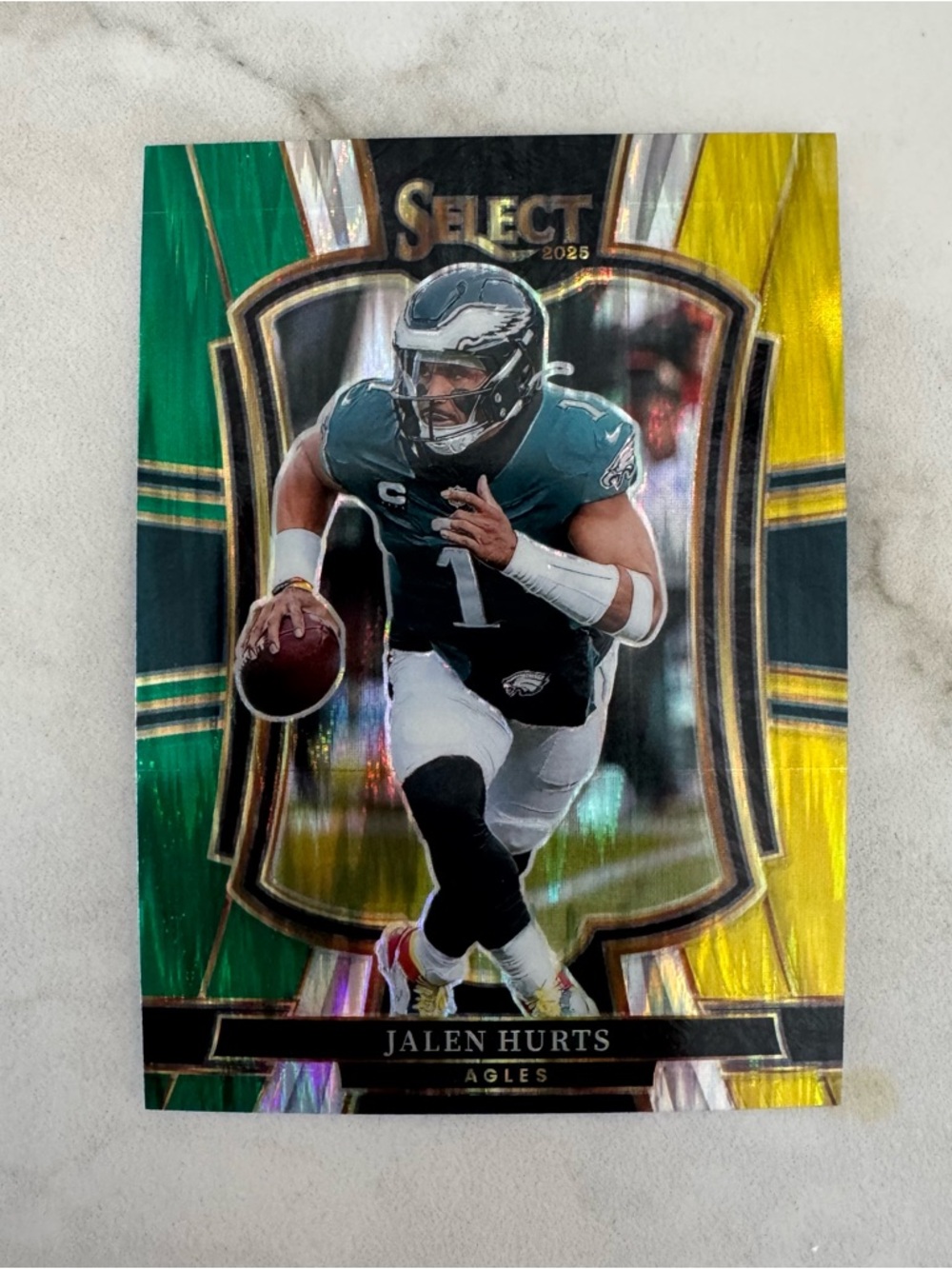 2025 Select Jalen Hurts Football Card - Green & Gold Prizm #190